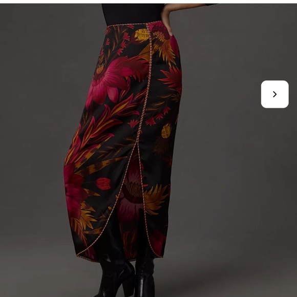 FARM Rio Red and Orange Asymmetrical Maxi Skirt - Picture 1 of 3